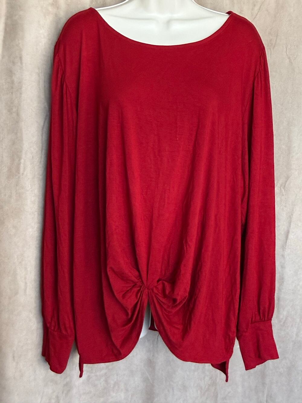Karen Kane Red Twist Front Long Sleeve Top 3X NWT